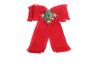 Gucci Grosgrain Crystal Bow Brooch, front view